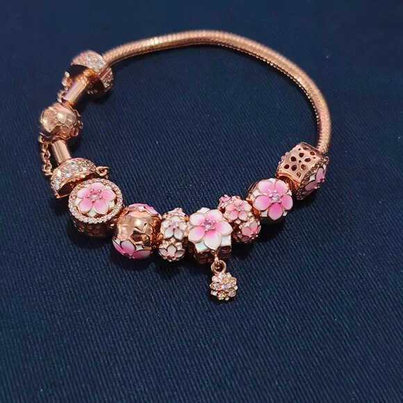 Pandora Hollow Flower Beaded Bracelet - Picture 1 of 7